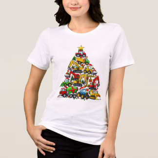 Weihnachtsbaum aus Baubaggerfahrzeugen Tri-Blend Shirt