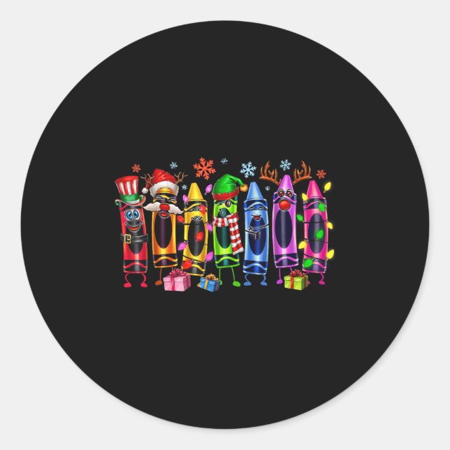 Weihnachtsbaum aus Crayons Schullehrerleben Runder Aufkleber (Vorderseite)
