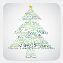 Weihnachtsbaum aus den Worten "Frohe Weihnachten"