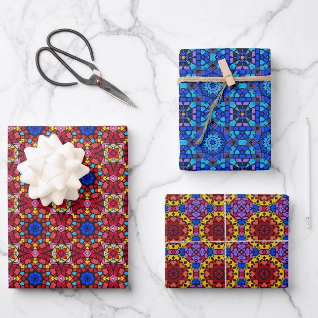 Weihnachtsbaum aus festem Glas Geschenkpapier Set (Vorderseite)