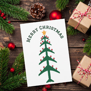 Weihnachtsbaum aus Flugzeugen & Foto-Minimalist Feiertagskarte