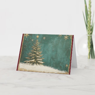Weihnachtsbaum aus Gold Foil auf Türkisgrün Karte