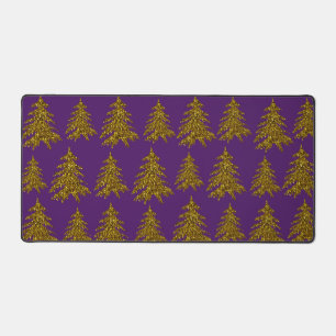 Weihnachtsbaum aus Gold Glitzer im lila Hintergrun Schreibtischunterlage