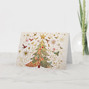 Weihnachtsbaum aus Gold Glitzer mit Cut-Outs Karte