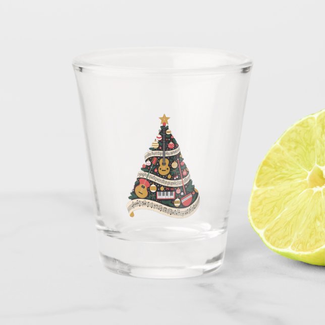 Weihnachtsbaum aus Musikinstrumenten   Schnapsglas (Vorderseite)