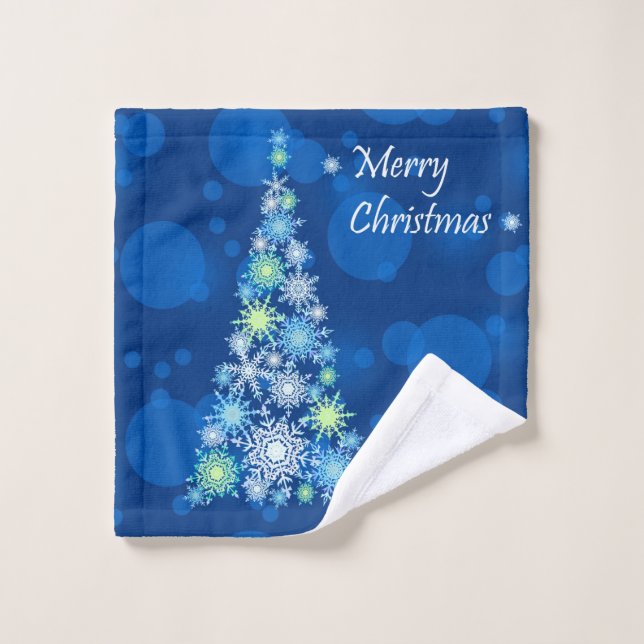 Weihnachtsbaum aus Schneeflocken. Waschlappen (Waschlappen)