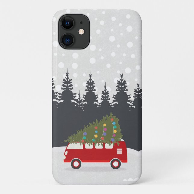 Weihnachtsbaum & Auto iPhone Case (Rückseite)