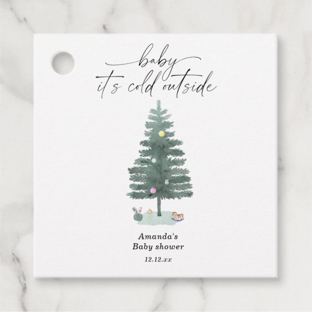 Weihnachtsbaum - Baby, draußen ist es kalt Geschenkanhänger (Vorderseite)