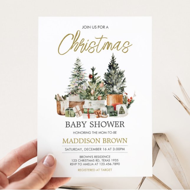 Weihnachtsbaum-Baby-Dusche Einladung (Rustic Christmas Baby Shower Invitation)