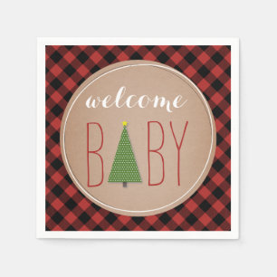 Weihnachtsbaum-Baby-Dusche - kariert Serviette