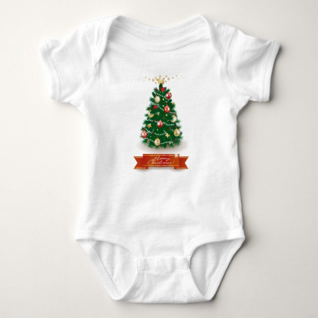Weihnachtsbaum Baby Strampler (Vorderseite)