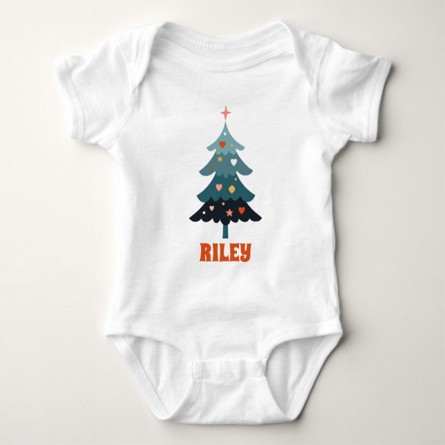 Weihnachtsbaum Baby Strampler (Vorderseite)