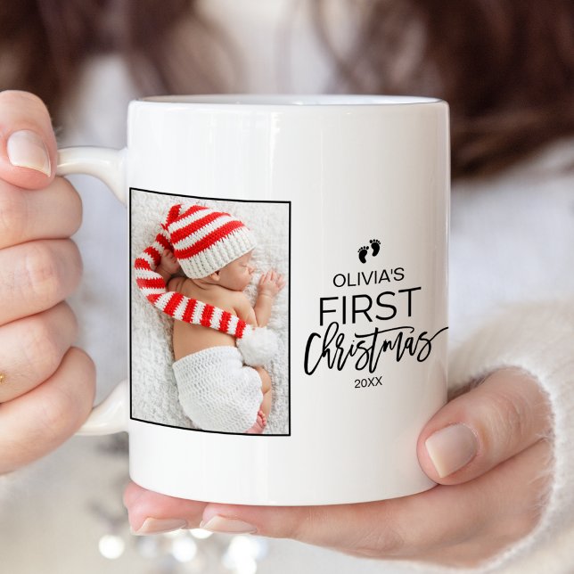 Weihnachtsbaum Baby's erstes Weihnachtsjubiläum Zweifarbige Tasse (Von Creator hochgeladen)