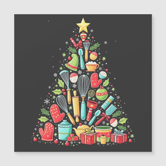 Weihnachtsbaum Backen Koch Cook Xmas Magnetkarte (Vorderseite)