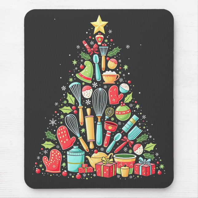 Weihnachtsbaum Backen Koch Cook Xmas Mousepad (Vorne)