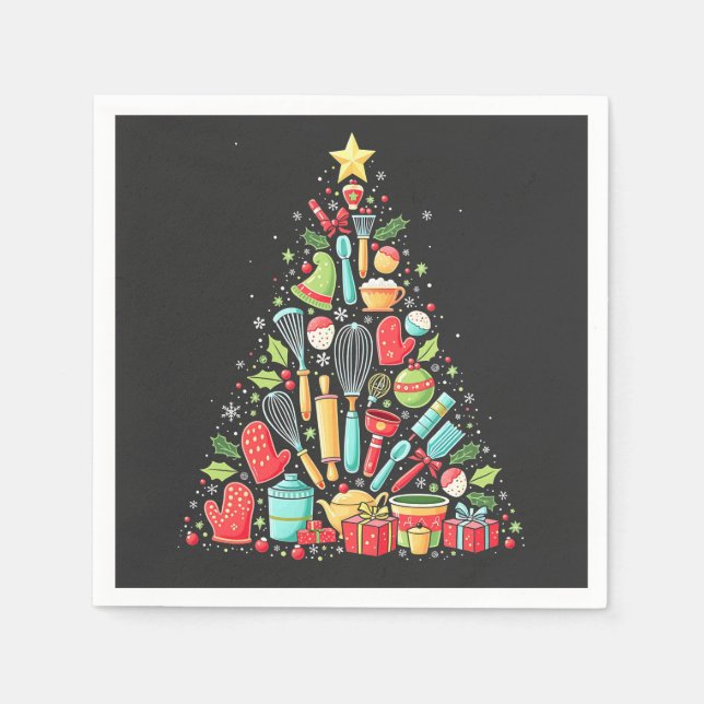 Weihnachtsbaum Backen Koch Cook Xmas Serviette (Vorderseite)