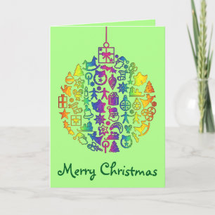 Weihnachtsbaum-Ball mit Weihnachts-Icons 1 Karte