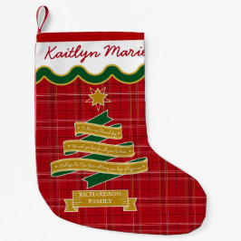 Weihnachtsbaum-Band-rote karierte Kleiner Weihnachtsstrumpf