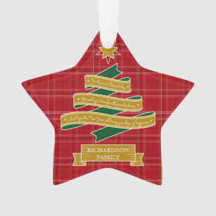 Weihnachtsbaum-Band-rote karierte Ornament