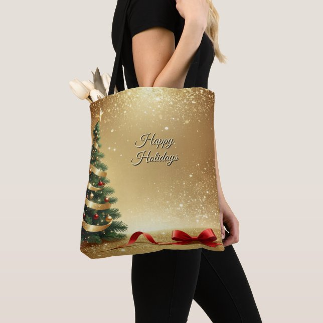 Weihnachtsbaum Bänder Feiertags-Tragetasche (Von Nahem)