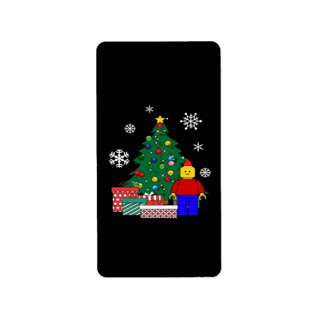 Weihnachtsbaum Baseball Adressaufkleber (Vorne)