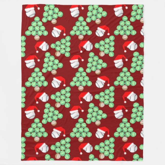 Weihnachtsbaum Baseball-Weihnachtsmannmützen Fleecedecke (Vorderseite)