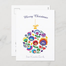 🎄 Weihnachtsbaum bauble - Folklore [weiß] Feierta Feiertagspostkarte