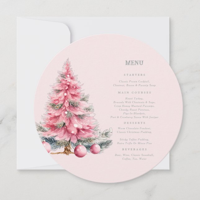 Weihnachtsbaum Baubles Shabby Circle Menu Card Einladung (Vorderseite)
