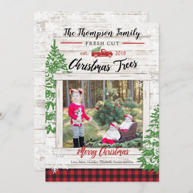 Weihnachtsbaum-Bauernhof-Feiertags-Foto-Karte Einladung (Vorne/Hinten)