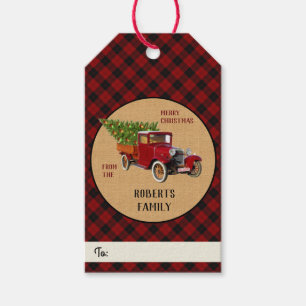 Weihnachtsbaum-Bauernhof-Vintager LKW-rotes Geschenkanhänger