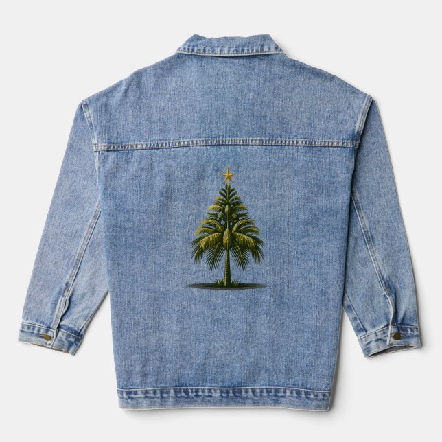 Weihnachtsbaum, Beach Aloha Weihnachten Jeansjacke (Rückseite)