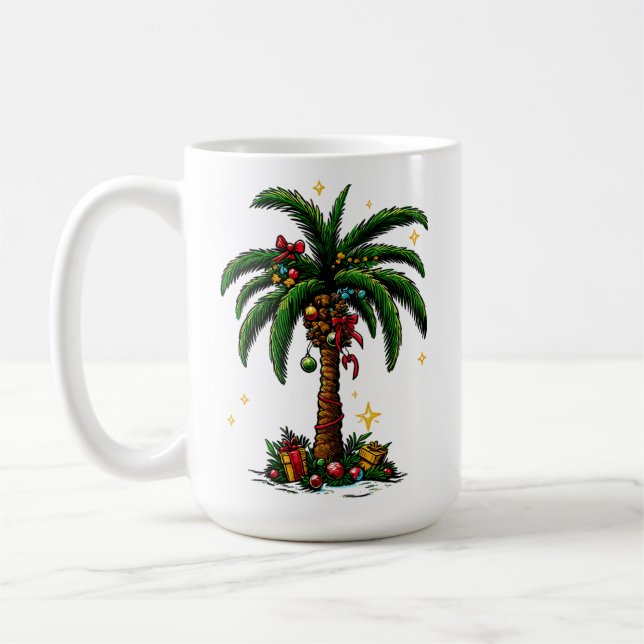 Weihnachtsbaum, Beach Aloha Weihnachten Kaffeetasse (Links)