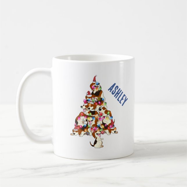 Weihnachtsbaum Beagle Welpe Weihnachtsbaum Kaffeetasse (Links)