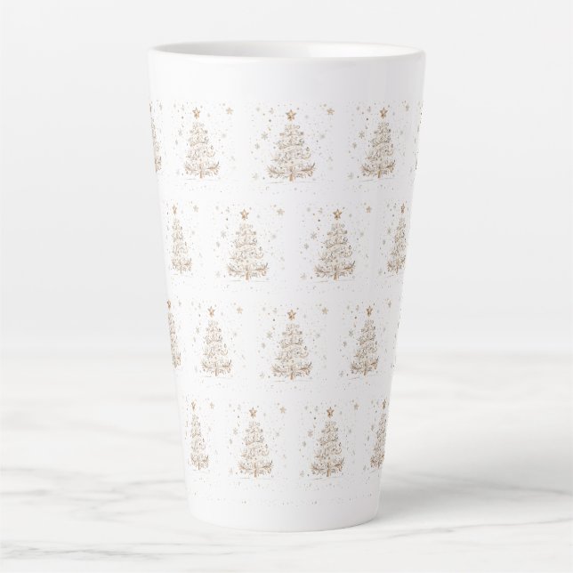 Weihnachtsbaum Beige Nahtloses Muster Milchtasse (Vorderseite)