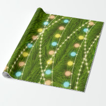 Weihnachtsbaum beleuchtet Packpapier