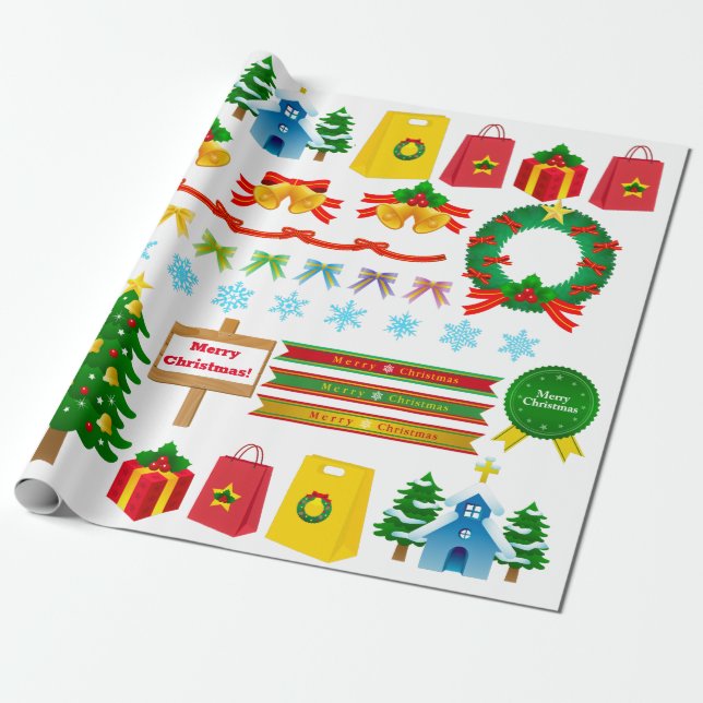 Weihnachtsbaum Bell Advent Wreath Snowman Geschenkpapier (Ungerollt)