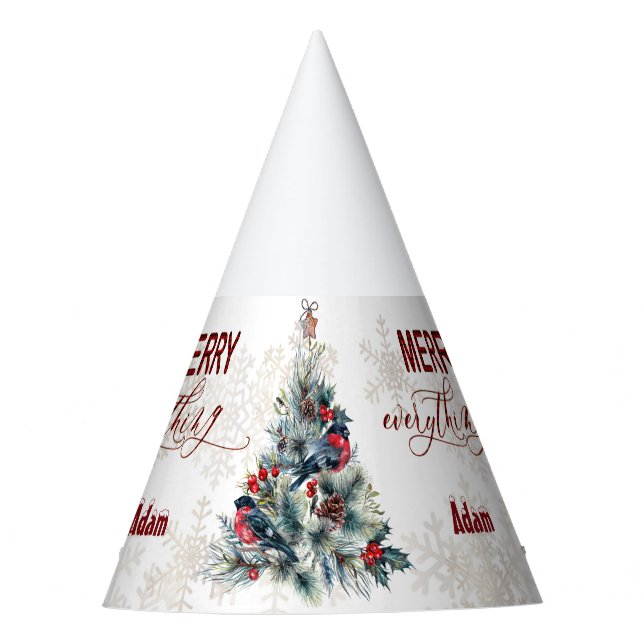 Weihnachtsbaum Berries Holiday wünscht Monogram Partyhütchen (Vorderseite)