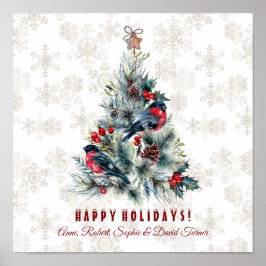 Weihnachtsbaum Berries Holiday wünscht Monogram Poster