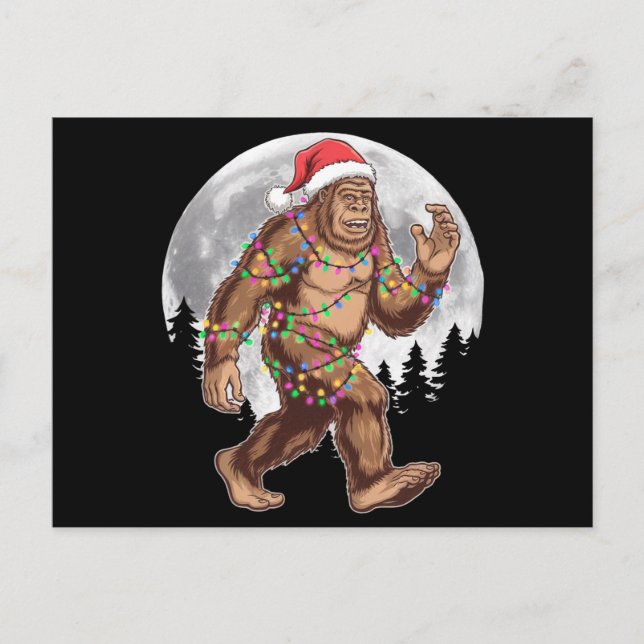 Weihnachtsbaum Bigfoot Weihnachten Lichter Xmas Sa Postkarte (Vorderseite)