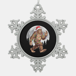 Weihnachtsbaum Bigfoot Weihnachten Lichter Xmas Sa Schneeflocken Zinn-Ornament