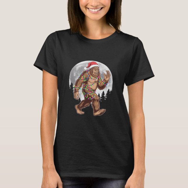 Weihnachtsbaum Bigfoot Weihnachten Lichter Xmas Sa T-Shirt (Vorderseite)