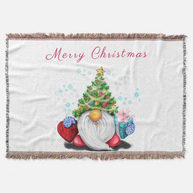 Weihnachtsbaum Blanket Gnome mit Geschenk Decke (Vorderseite)