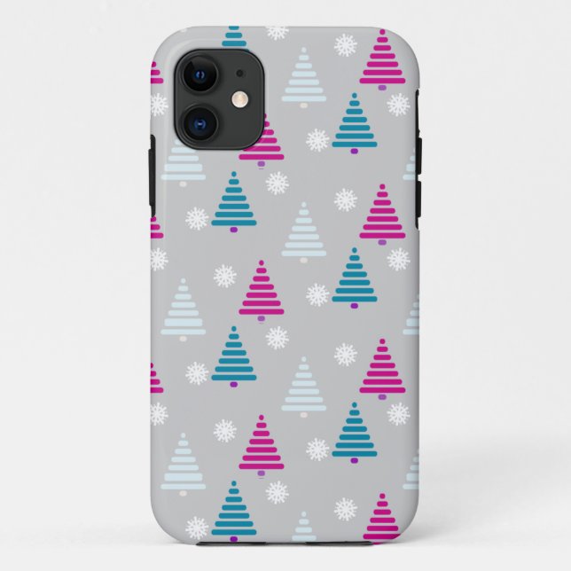 Weihnachtsbaum blau pink, einfach Case-Mate iPhone hülle (Rückseite)
