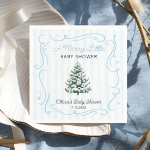 Weihnachtsbaum Blau Winter-Baby-Party Serviette