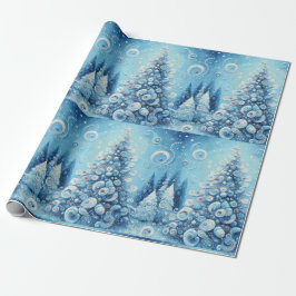 Weihnachtsbaum Blaue Decoupage Whimsical Geschenkpapier