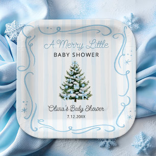 Weihnachtsbaum Blaue Winter-Baby-Party Pappteller