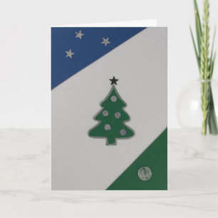 Weihnachtsbaum, blauer Himmel, grünes Gras Feiertagskarte
