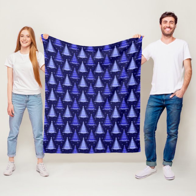 Weihnachtsbaum Blaues Muster Design Fleece Blanket (Beispiel)