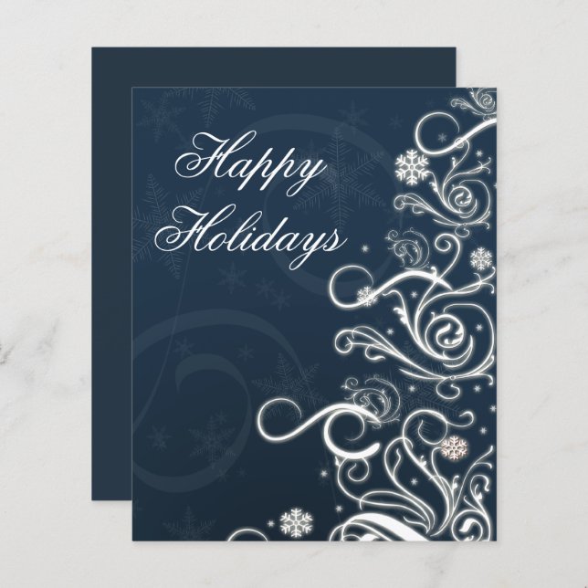 Weihnachtsbaum Blue Business Holiday Card (Vorne/Hinten)