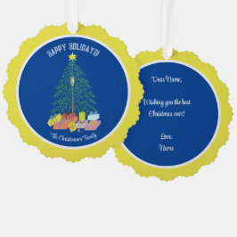 Weihnachtsbaum Blue & Yellow Paper Ornament Card